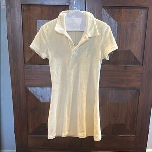 Yellow Collared Terry Cloth Dress